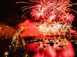 Fireworks-on the Vltava river during New Year’s Eve Prague